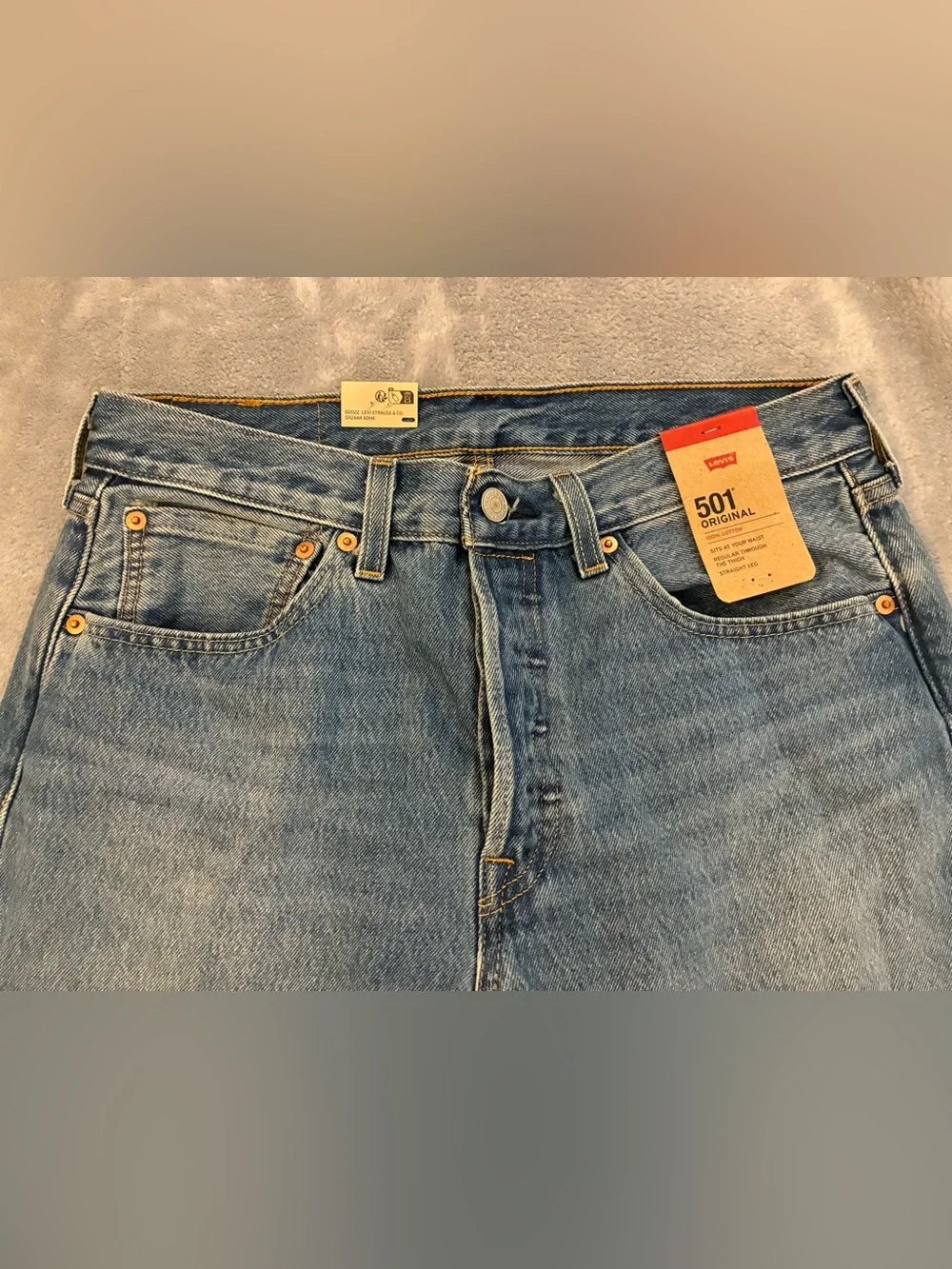 Men’s Levi Strauss 501 Original Blue Medium Wash Straight-Leg Jeans 31 X 32